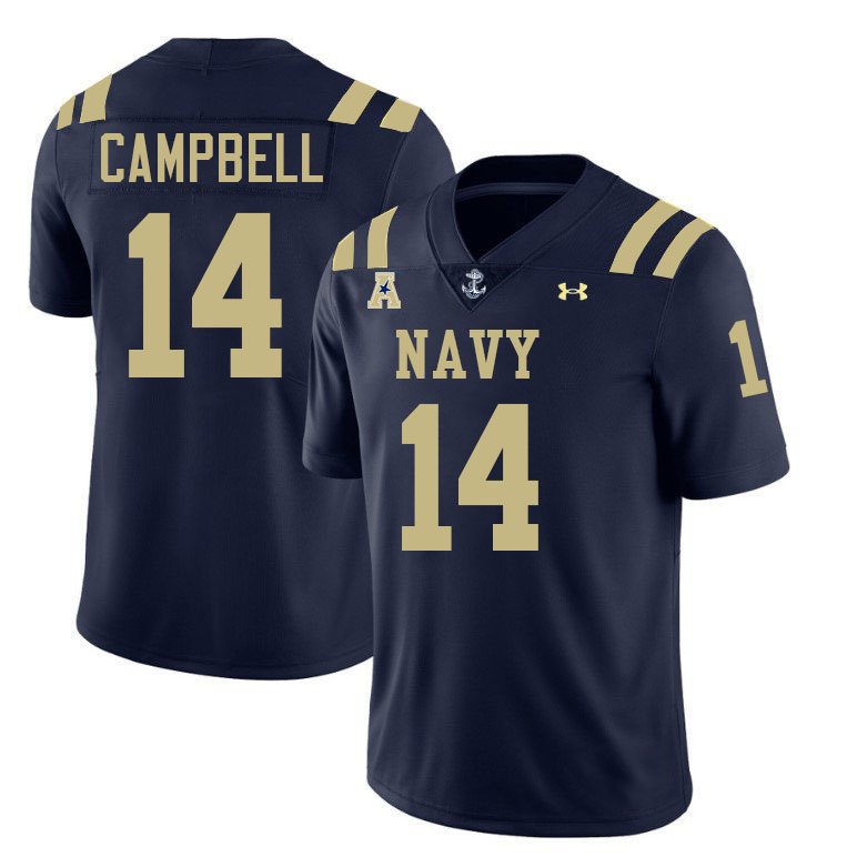 Navy Midshipmen #14 Jaxson Campbell College Football Jerseys Stitched-Navy